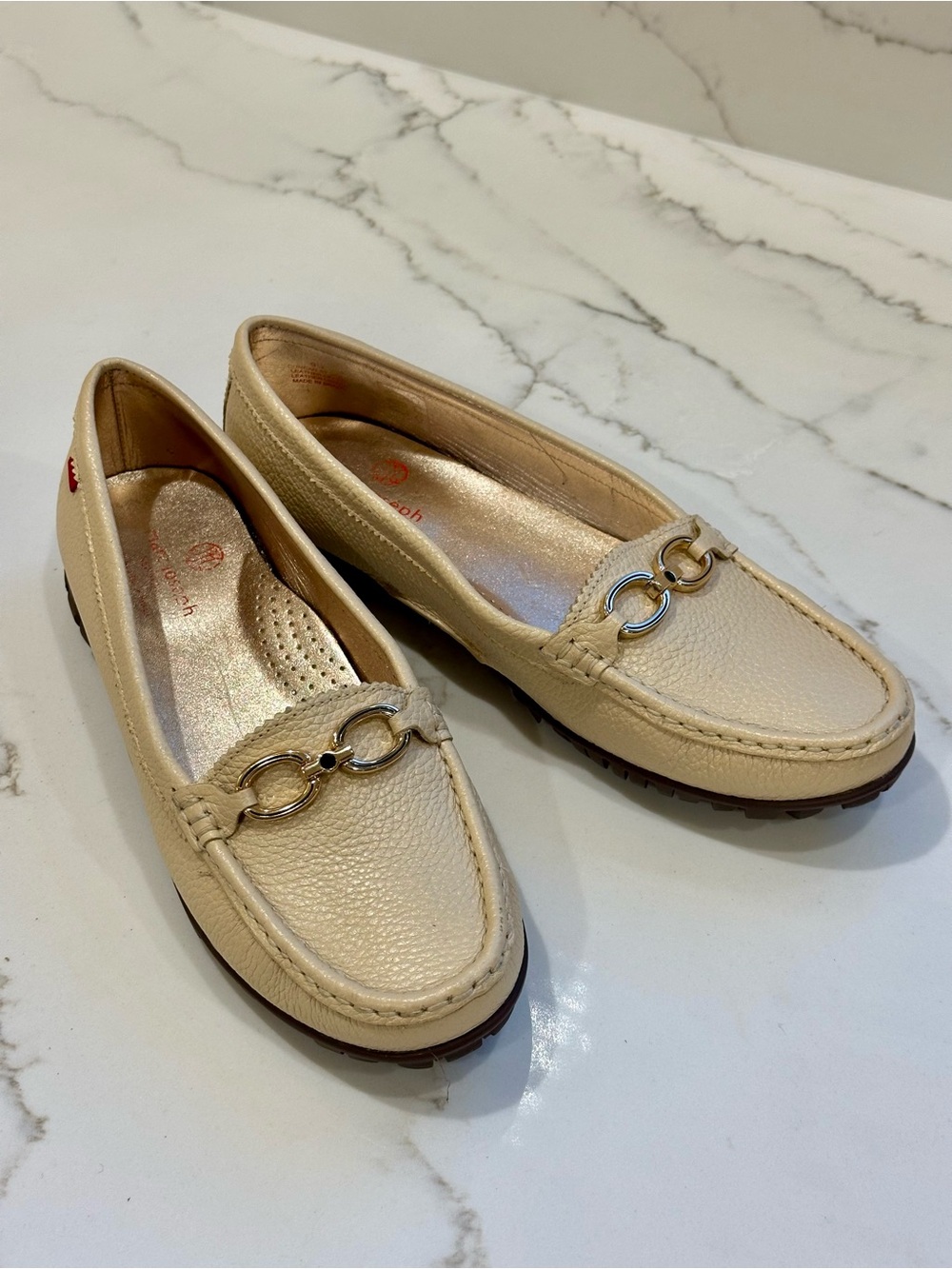 Marc Joseph Duncan Leather Loafers Cream Gold Women’s 9.5